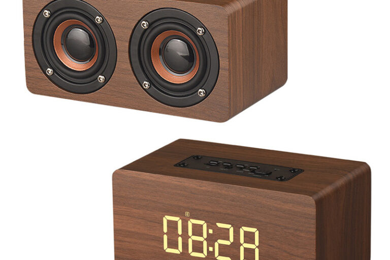 Wooden bluetooth speaker with alarm clock (5)