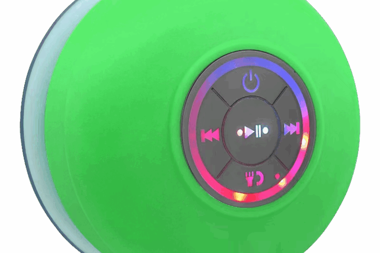 BTS07 Bluetooth Speaker – Waterproof Mini Shower Speaker with LED & Suction Cup (1) BTS07 mini waterproof shower Bluetooth speaker with LED light