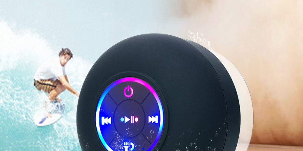 BTS07 mini waterproof shower Bluetooth speaker with LED light