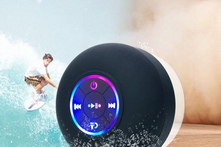 BTS07 Bluetooth Speaker – Waterproof Mini Shower Speaker with LED & Suction Cup (3) BTS07 mini waterproof shower Bluetooth speaker with LED light