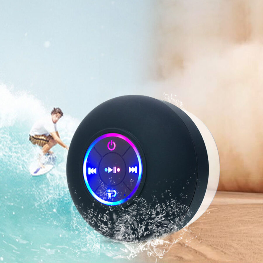 BTS07 mini waterproof shower Bluetooth speaker with LED light