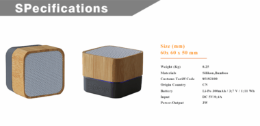 Mini bamboo Bluetooth speaker with LED and 3W music player