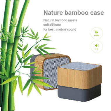 Mini bamboo Bluetooth speaker with LED and 3W music player