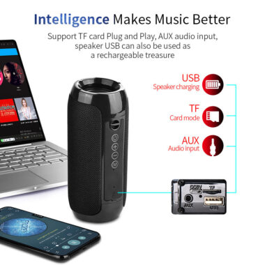 Portable TWS Bluetooth Speaker with Dual Bass for Camping

