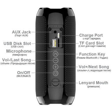 Portable TWS Bluetooth Speaker with Dual Bass for Camping

