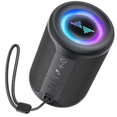Portable Waterproof Bluetooth Speaker with RGB Lights and TWS Pairing