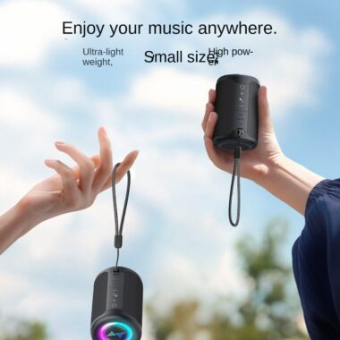 Portable Waterproof Bluetooth Speaker with RGB Lights and TWS Pairing