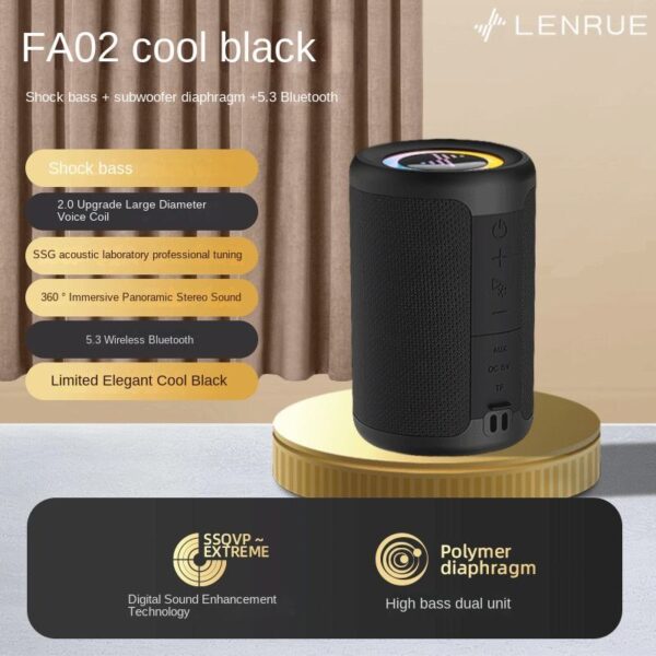 Portable Waterproof Bluetooth Speaker with RGB Lights and TWS Pairing