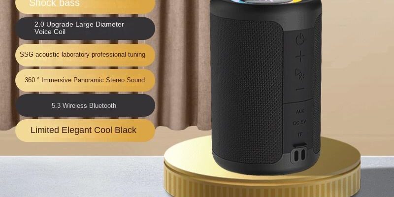 Portable Waterproof Bluetooth Speaker with RGB Lights and TWS Pairing