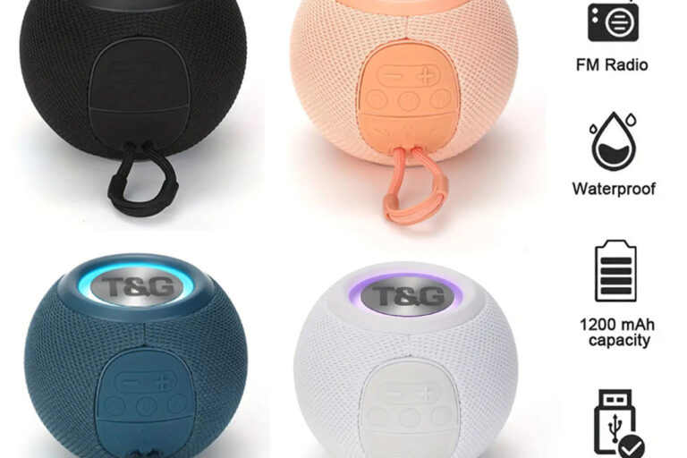 TG337 Bluetooth Speaker with Colorful Lamp, Fabric Design, Subwoofer & TFUSBAUX (7) TG337 Portable Bluetooth Speaker with Colorful Lamp and Fabric Cover